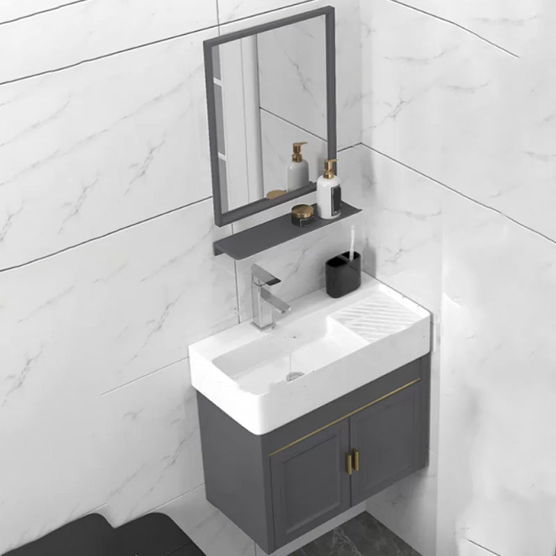 Modern Single Bath Vanity Wall Mount Ceramic Top Bathroom Vanity