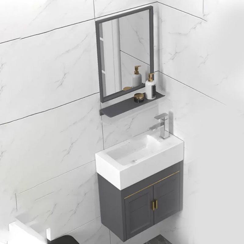 Modern Single Bath Vanity Wall Mount Ceramic Top Bathroom Vanity
