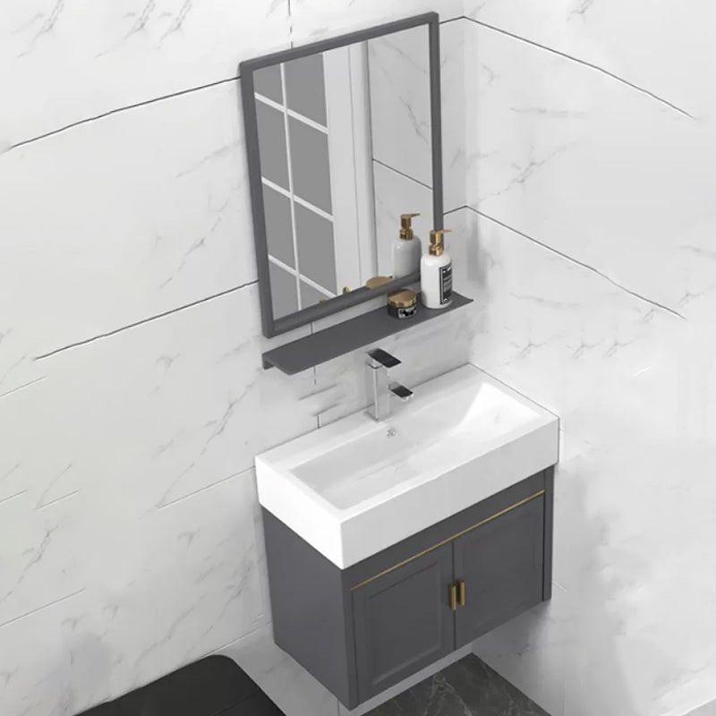 Modern Single Bath Vanity Wall Mount Ceramic Top Bathroom Vanity