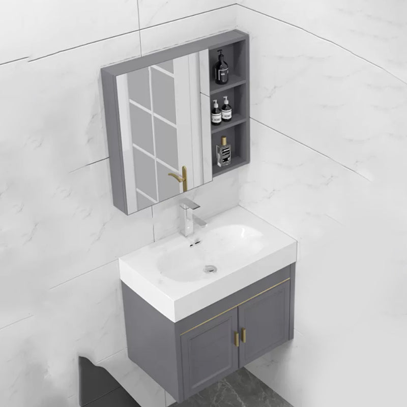 Modern Single Bath Vanity Wall Mount Ceramic Top Bathroom Vanity