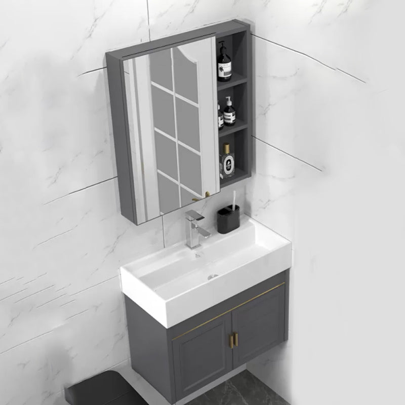Modern Single Bath Vanity Wall Mount Ceramic Top Bathroom Vanity