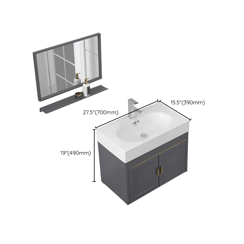 Modern Single Bath Vanity Wall Mount Ceramic Top Bathroom Vanity