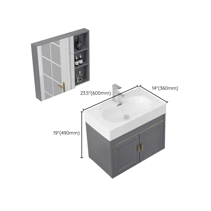Modern Single Bath Vanity Wall Mount Ceramic Top Bathroom Vanity