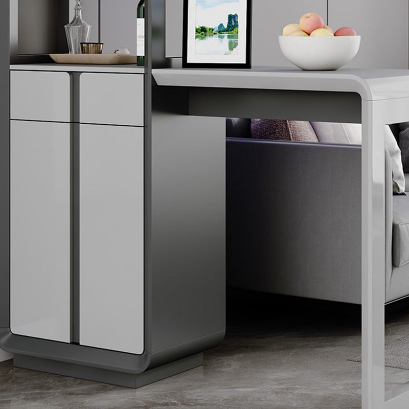 Modern Rectangle Bar Table Artificial Wood Table with Wine Cabinet for Living Room