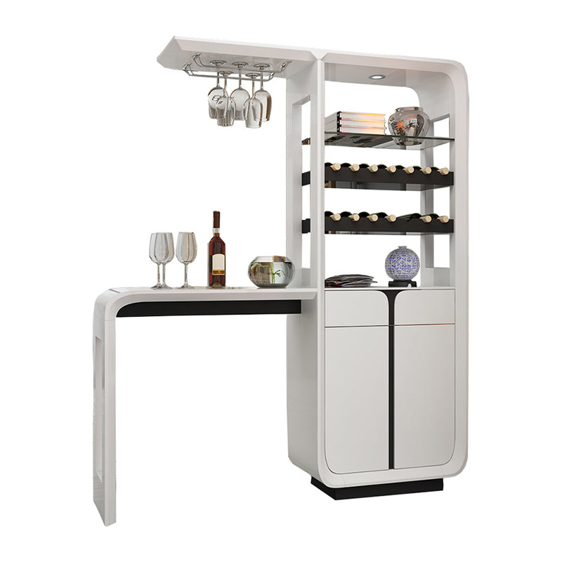 Modern Rectangle Bar Table Wood Table with Wine Cabinet for Living Room