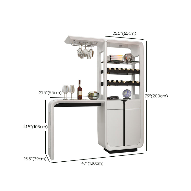 Modern Rectangle Bar Table Wood Table with Wine Cabinet for Living Room