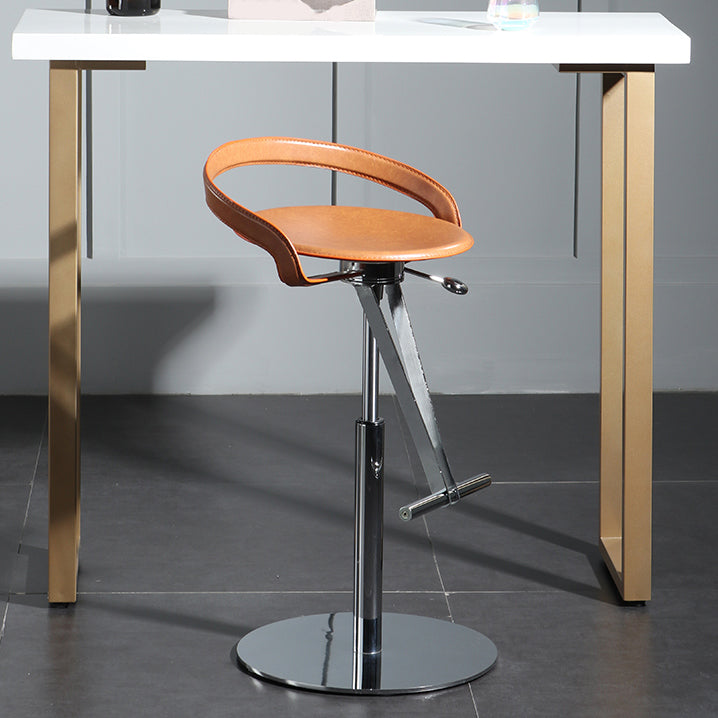 Armless Bar Stools Adjustable Height Dining Stool with Metal Base
