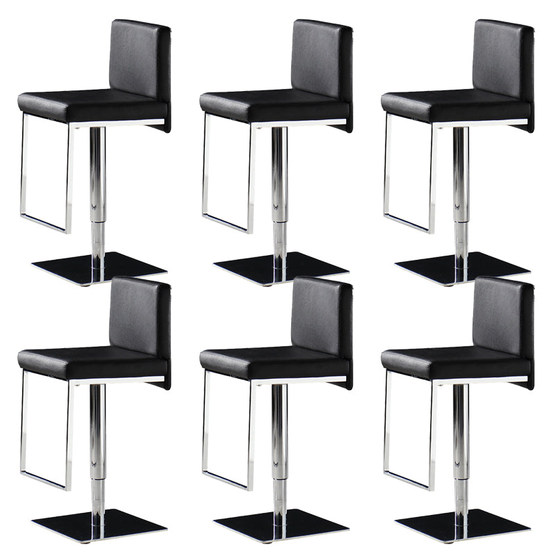 Armless Bar Stools Adjustable Height Dining Stool with Metal Base