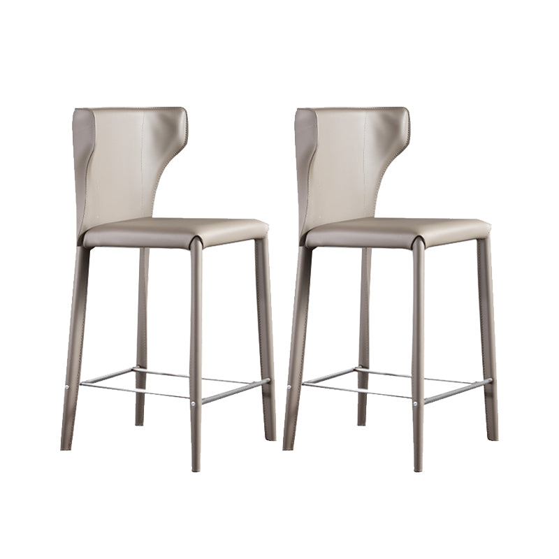 Faux Leather Bar and Counter Stool Nordic Style Patio Stool with Backrest