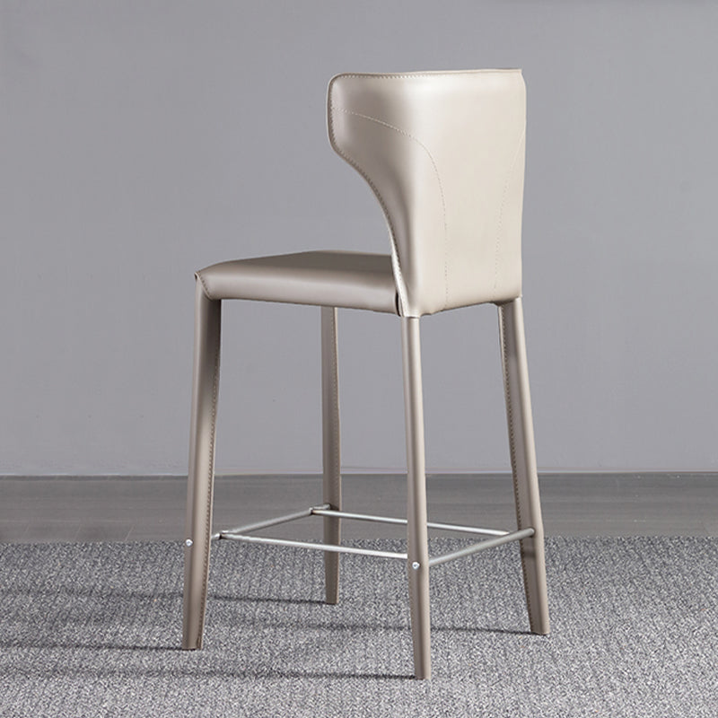 Faux Leather Bar and Counter Stool Nordic Style Patio Stool with Backrest