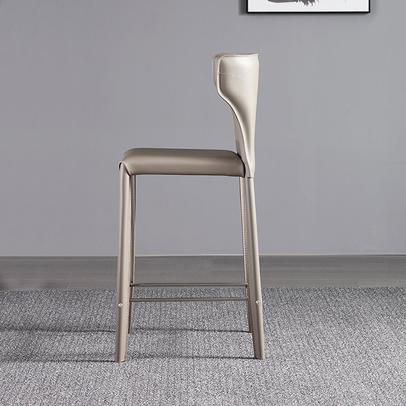 Faux Leather Bar and Counter Stool Nordic Style Patio Stool with Backrest