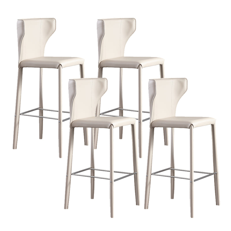 Faux Leather Bar and Counter Stool Nordic Style Patio Stool with Backrest
