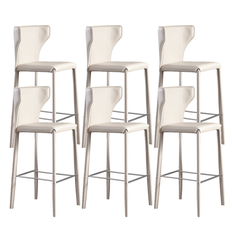 Faux Leather Bar and Counter Stool Nordic Style Patio Stool with Backrest