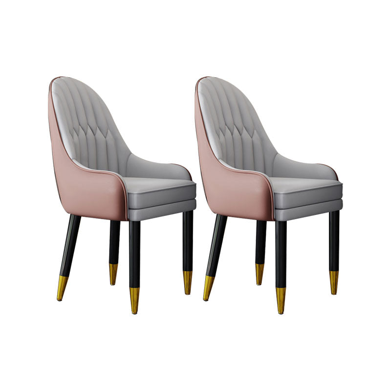 Faux Leather Dining Chairs Modern Parsons Chair with Wood Legs