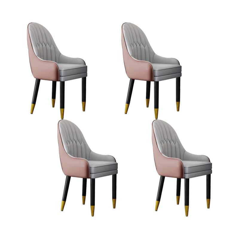 Faux Leather Dining Chairs Modern Parsons Chair with Wood Legs