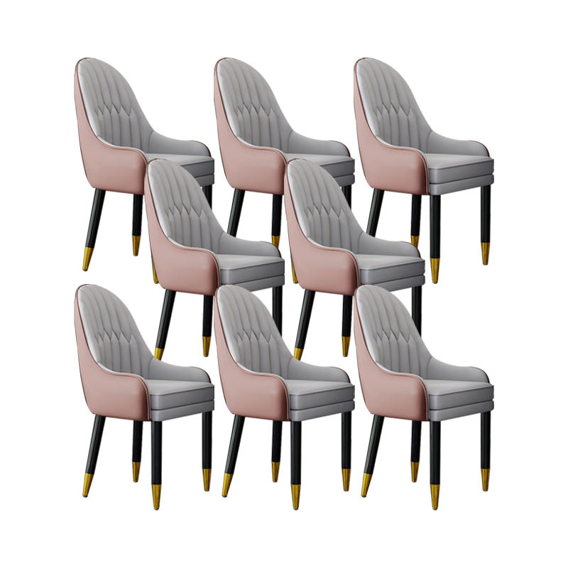 Faux Leather Dining Chairs Modern Parsons Chair with Wood Legs