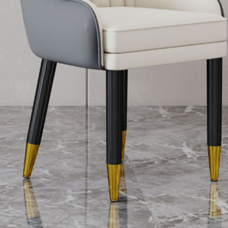 Faux Leather Dining Chairs Modern Parsons Chair with Wood Legs