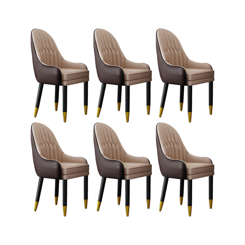 Faux Leather Dining Chairs Modern Parsons Chair with Wood Legs