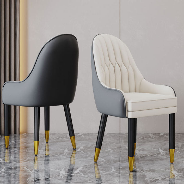 Faux Leather Dining Chairs Modern Parsons Chair with Wood Legs