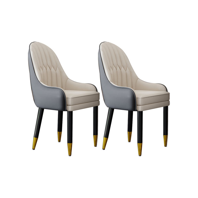 Faux Leather Dining Chairs Modern Parsons Chair with Wood Legs