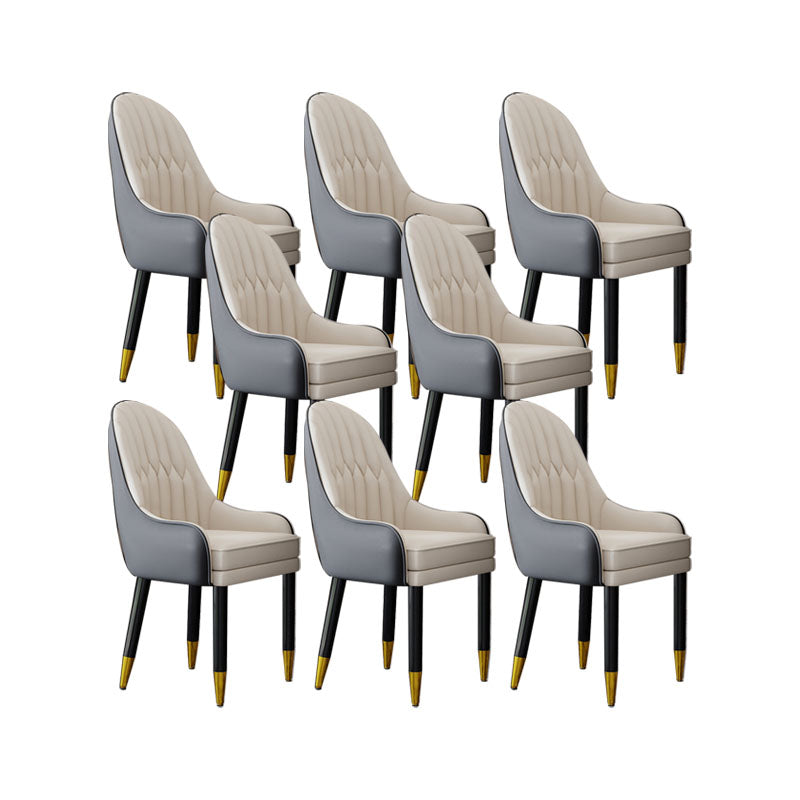 Faux Leather Dining Chairs Modern Parsons Chair with Wood Legs