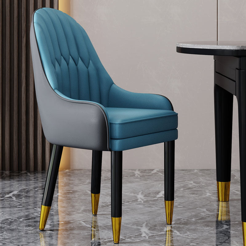 Faux Leather Dining Chairs Modern Parsons Chair with Wood Legs