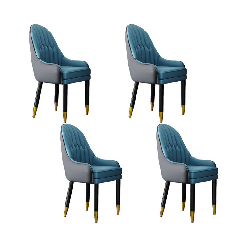 Faux Leather Dining Chairs Modern Parsons Chair with Wood Legs