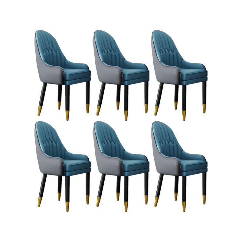 Faux Leather Dining Chairs Modern Parsons Chair with Wood Legs