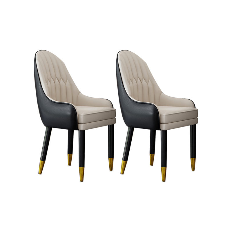 Faux Leather Dining Chairs Modern Parsons Chair with Wood Legs
