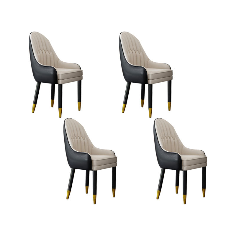 Faux Leather Dining Chairs Modern Parsons Chair with Wood Legs