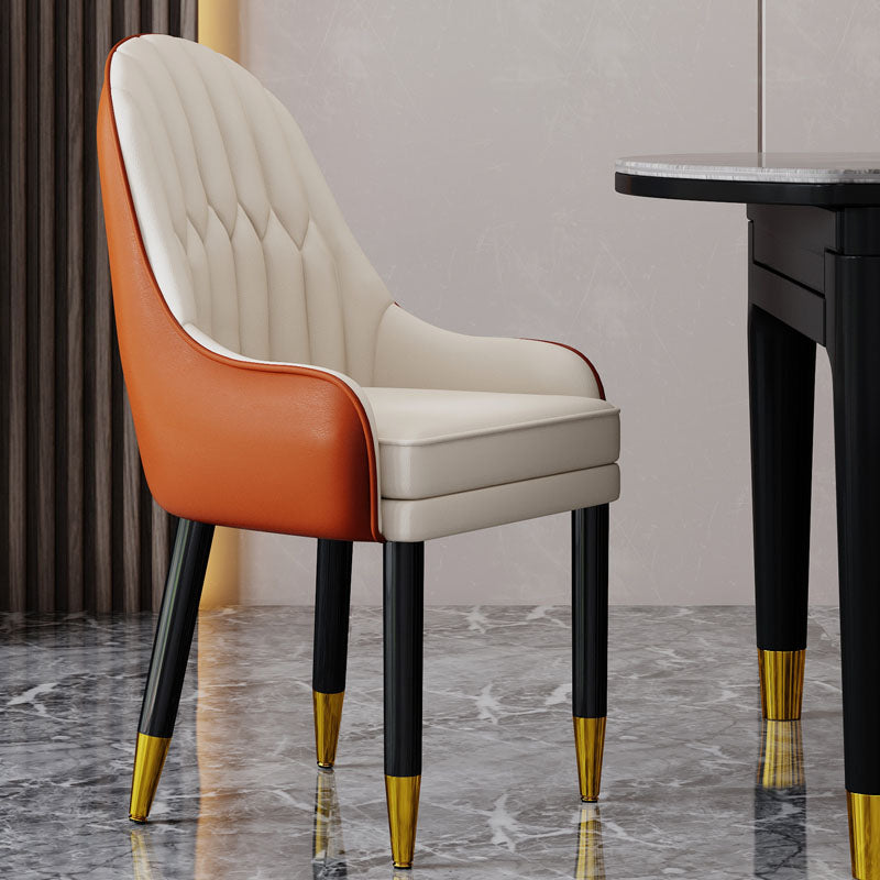 Faux Leather Dining Chairs Modern Parsons Chair with Wood Legs