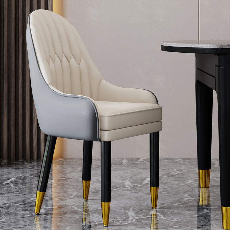 Faux Leather Dining Chairs Modern Parsons Chair with Wood Legs