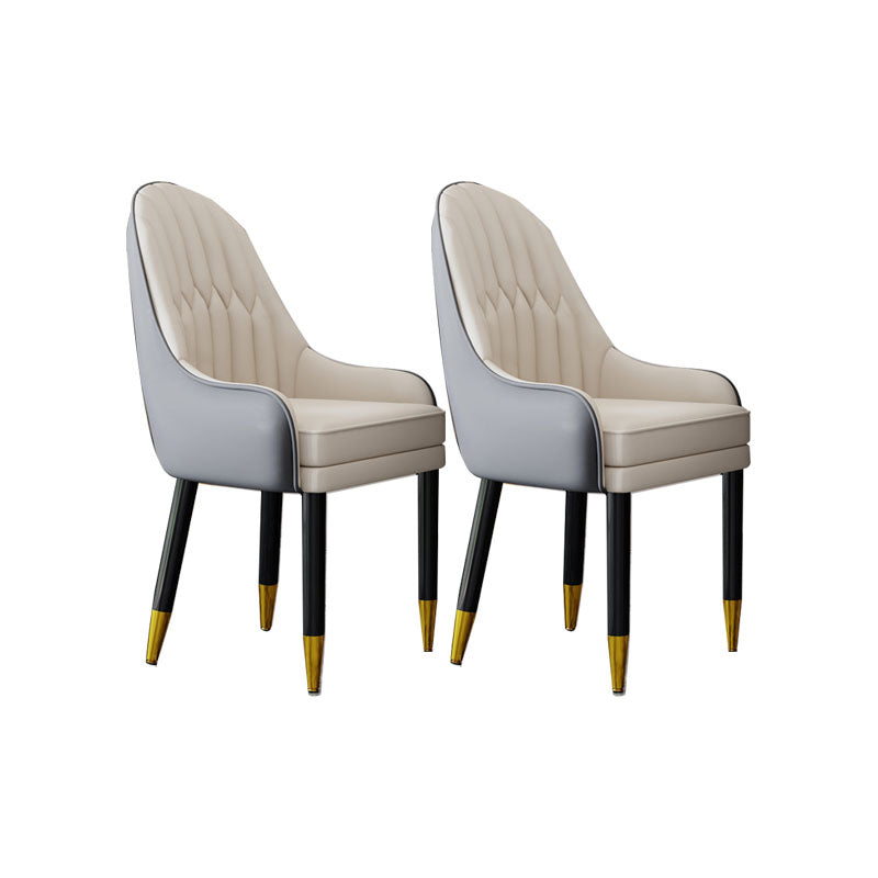 Faux Leather Dining Chairs Modern Parsons Chair with Wood Legs