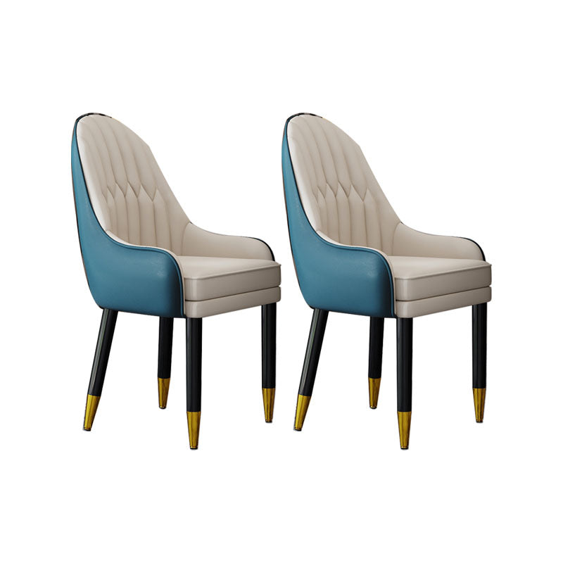 Faux Leather Dining Chairs Modern Parsons Chair with Wood Legs