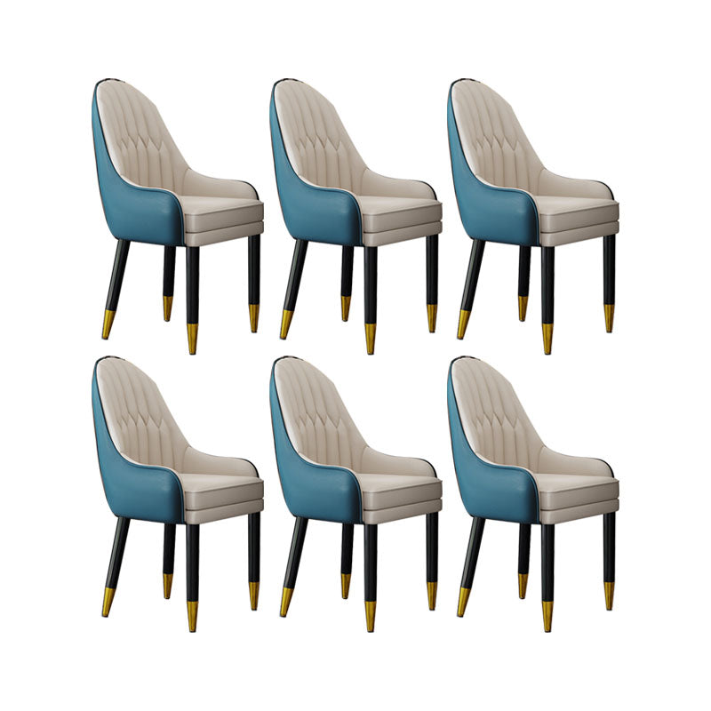 Faux Leather Dining Chairs Modern Parsons Chair with Wood Legs