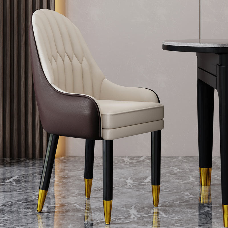 Faux Leather Dining Chairs Modern Parsons Chair with Wood Legs