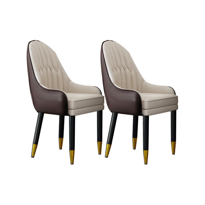 Faux Leather Dining Chairs Modern Parsons Chair with Wood Legs