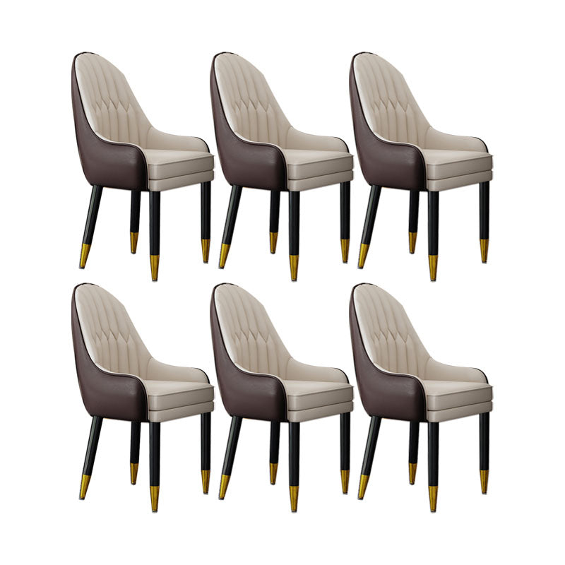 Faux Leather Dining Chairs Modern Parsons Chair with Wood Legs