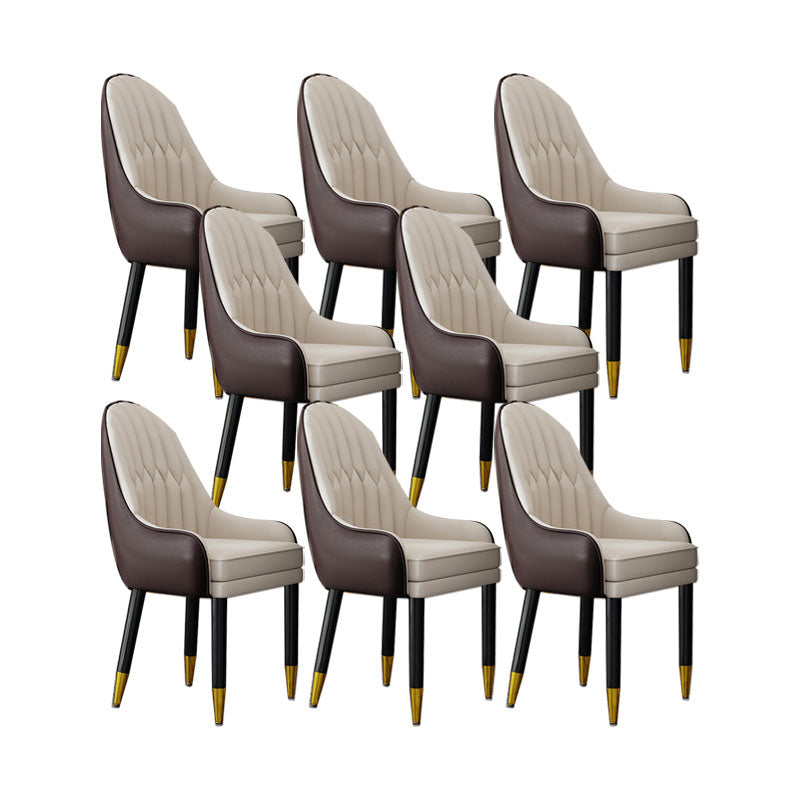Faux Leather Dining Chairs Modern Parsons Chair with Wood Legs