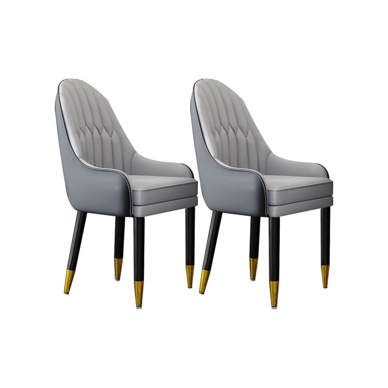 Faux Leather Dining Chairs Modern Parsons Chair with Wood Legs