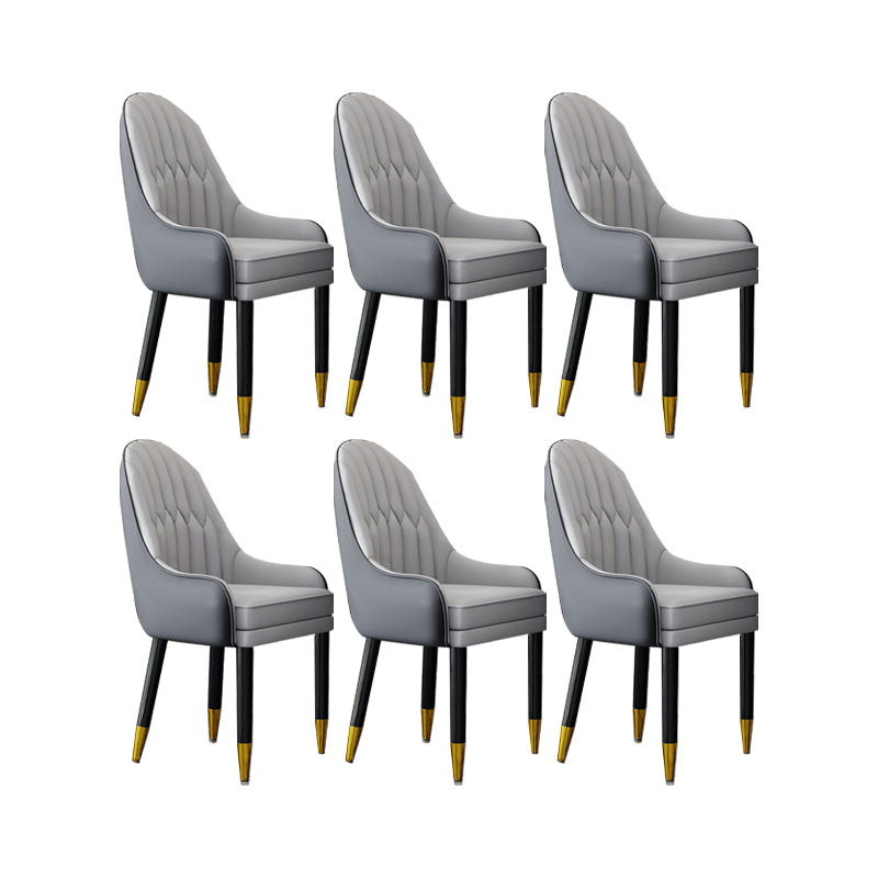 Faux Leather Dining Chairs Modern Parsons Chair with Wood Legs