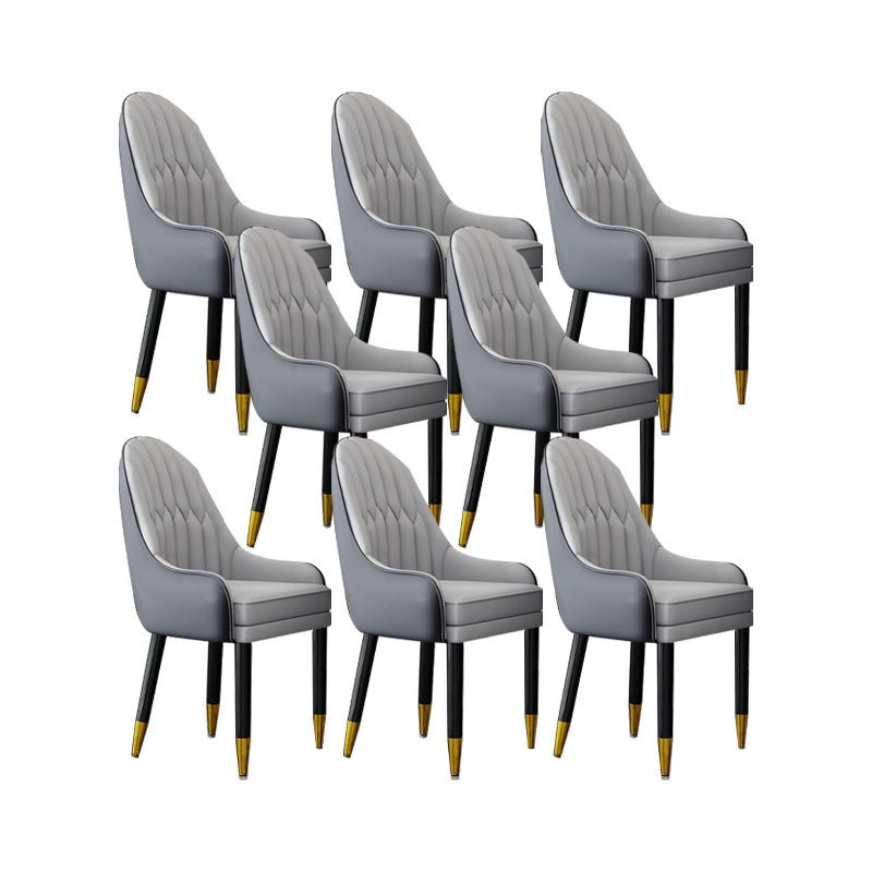 Faux Leather Dining Chairs Modern Parsons Chair with Wood Legs