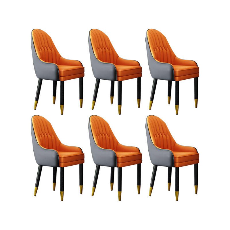 Faux Leather Dining Chairs Modern Parsons Chair with Wood Legs