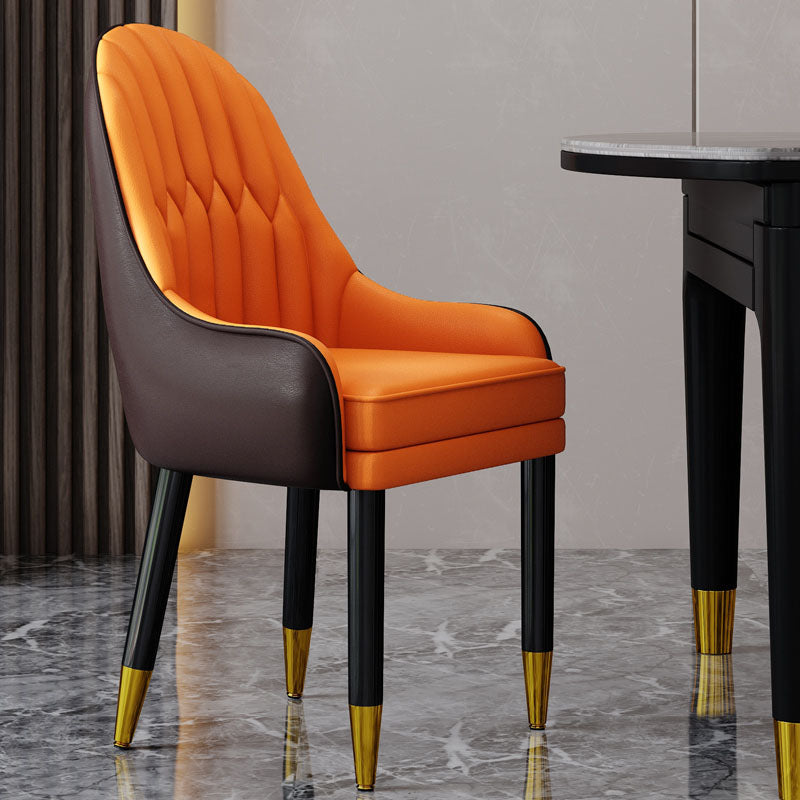Faux Leather Dining Chairs Modern Parsons Chair with Wood Legs