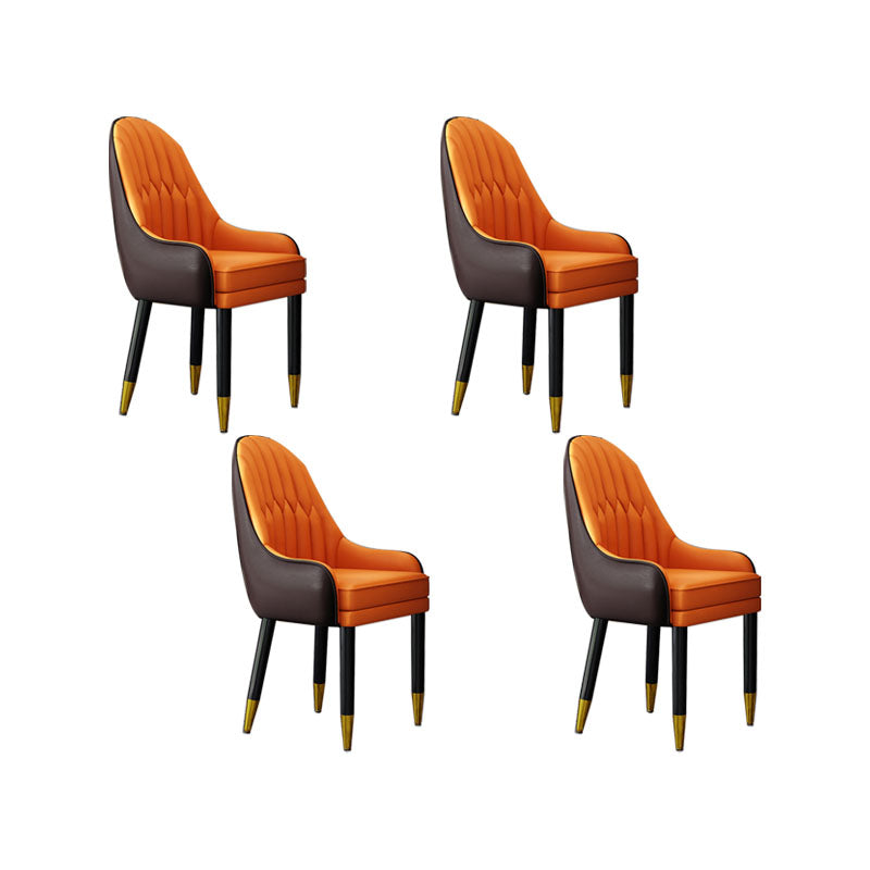 Faux Leather Dining Chairs Modern Parsons Chair with Wood Legs