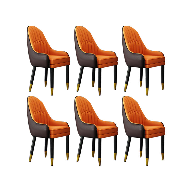 Faux Leather Dining Chairs Modern Parsons Chair with Wood Legs