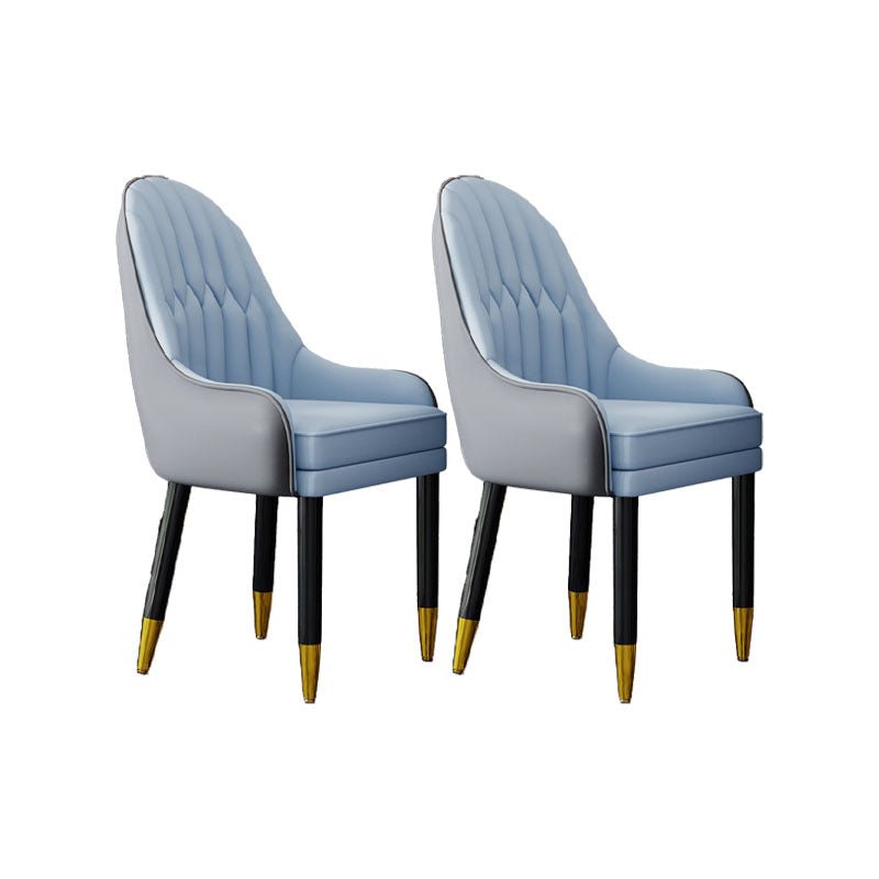 Faux Leather Dining Chairs Modern Parsons Chair with Wood Legs
