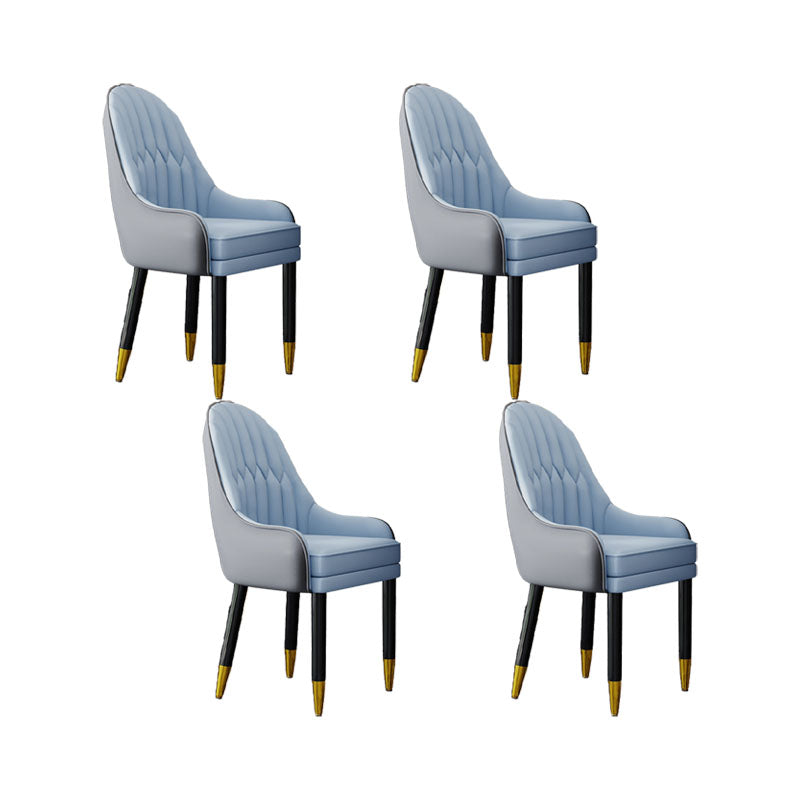 Faux Leather Dining Chairs Modern Parsons Chair with Wood Legs