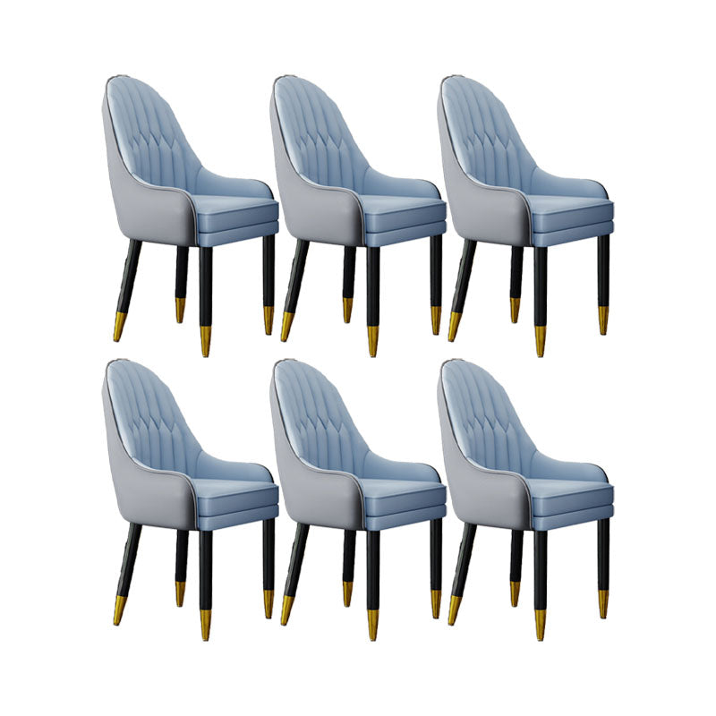 Faux Leather Dining Chairs Modern Parsons Chair with Wood Legs