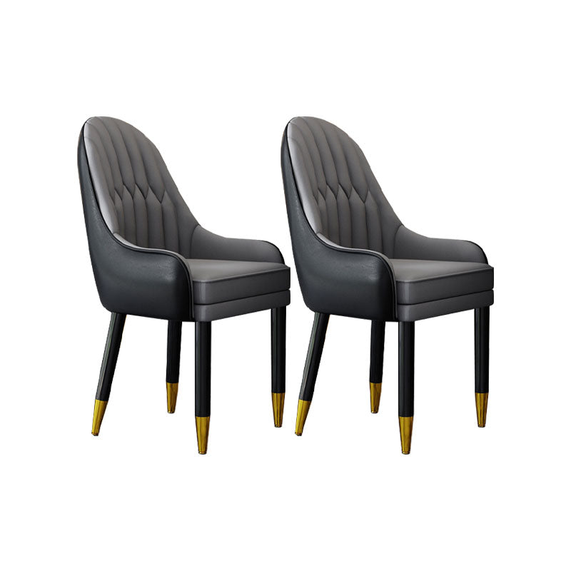 Faux Leather Dining Chairs Modern Parsons Chair with Wood Legs